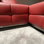 Modern Modular Sectional Sofa with Grid Tufted Craftsmanship, Premium Top-Grain Leather & Suspended Metal Base